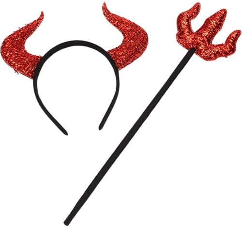 boxoon Halloween Pet Headband With Pitchfork, Dog Devil Costume