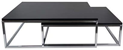 ASPECT Olso Set of 2 Coffee Nesting Table, Black, L 80x80x27 S 70x70x22(H) cm