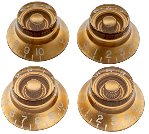 Musiclily Pro Imperial Zoll Gitarre Top Hat Potiknöpfe Bell Knobs für USA Les Paul Style E-Gitarre, Gold(4er Set)