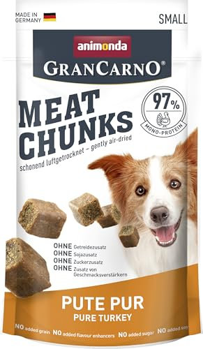 animonda GranCarno Meat Chunks Pute pur (60g), purer Fleisch Premium Hundesnack für kleine Erwachsene Hunde, getreidefreie Hundeleckerlis für ausgewachsene Hunde