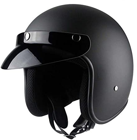 Ruiqieor Halbhelme Jethelme Halbschalen-Helm Vintage Motorrad Neutraler 3/4 Cruiser Chopper Jet Helm Motorrad-Helm Biker Jethelm (Matte Black,L)