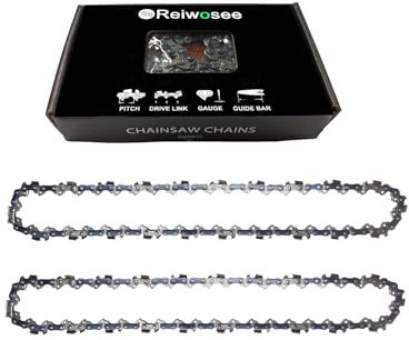 2 pcs 8 pouces chaînes de scie à chaîne pour mini tronçonneuse rechargeable, Pas de la chaîne 1/4, Jauge de la chaîne 0.043 (1.1mm), Maillons d'entraînement 48DL Longueur de coupe utile 20cm