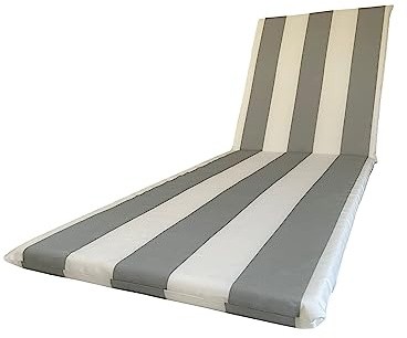 Il Tuo Artigiano Design vattentät dyna för solsäng:190 x 60 cm, vattenavvisande polyester, avtagbart dynöverdrag, tillverkad i Italien (vit och grå)