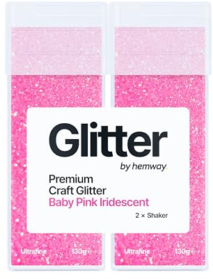 Hemway Craft Glitter Shaker Baby Pink 130g x2 Pack Ultrafine | for Resin & Epoxy Crafts, Christmas Art Supplies, Nail, Body, Face, Eye, Festival, Crafting, Slime, Sparkle