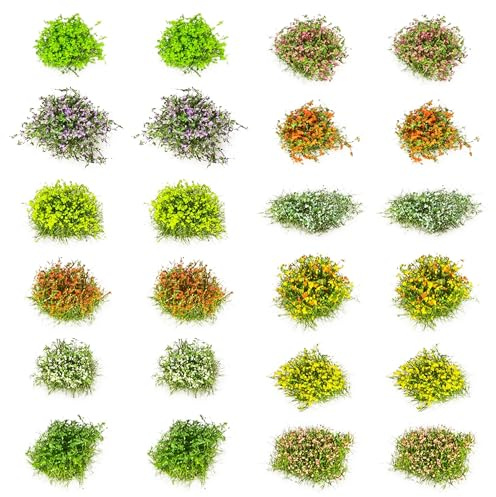 Cayway 24 PCS Paysages Herbe Touffes Tufts d'herbe Statique Grappes de Fleurs, Flower Grass Tufts pour Le Bricolage Architecture Bâtiment Jardin Paysage