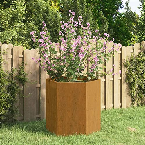 AUVYI Pflanzkübel Blumenkasten Gartenbeet Hochbeet Kräuterbeet Gemüsebeet Gärten Dekoration Gartenmöbel Innen-und Außeneinrichtung für Anbau Pflanzen Blumen und Gemüse Rostig 40x40x45 cm