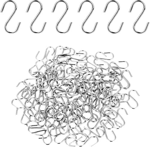 Votvlog Mini gancio a S, 150 pezzi piccoli ganci a S, ganci in metallo per appendere la stanza gancio a S per fai da te fai da te appeso gioielli portachiavi tag (argento)
