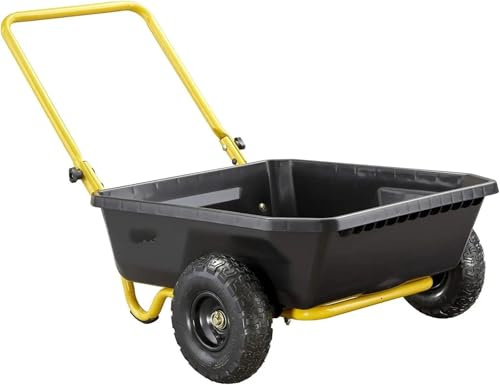 JKELPV hogar Carretilla Carro de volcado, Carro de jardín de 2 Ruedas con asa Plegable, 4 pies cúbicos, 300 LB. Capacidad, Negro/Amarillo Carro de Transporte
