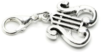 Miniblings Pendentif harpe lyre instrument de musique concert classique – Bijou fantaisie fait main | Pendentif argenté – Bracelet à breloques – Pendentif pour bracelet