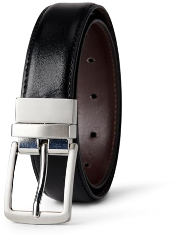 Amazon Essentials Ceinture Habillée Réversible en Cuir pour Enfants Garçon, Brun/Noir, M