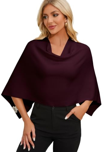 PULI Women Capri Short Poncho Slim Fit Cropped Soft Knit Shawl | Everyday office dinner dates casual outings and travel