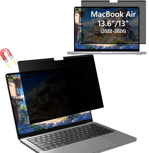 KiimLaa Filtro de Privacidad Magnético Extraíble para MacBook Air 13,6/13 Pulgadas (2022-2026, M2/M3/M4/M5), Anti Luz Azul Antirreflejo Privacy de Protector de Pantalla para MacBook Air l13,6/13