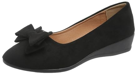Xbemkste Sommarskor, enfärgade, rosett, enkelskor, lätta, platta slip-skor, barfota, ballerina, damer, svart, 39 EU