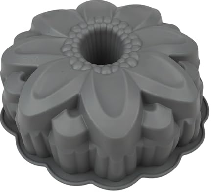 Gugelhupf bakform av silikon i blomform, silikonbakform blomma bakform, gugelhupfform, silikonform, brödbakform fruktbottenform marmorkaka blandningstårta (grå)
