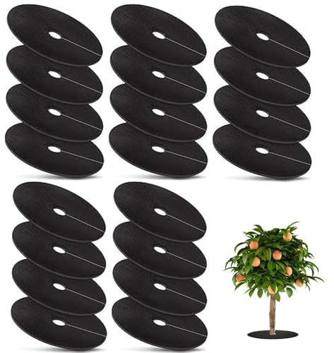 MEISO 20 Pezzi Dischi Pacciamatura per Alberi, Anelli Pacciamatura per Alberi Non Tessuto, Tappetino Pacciamante Anti-Erbacce Rotondo, Tappetino Protezione Albero per Controllo delle Erbacce (25cm)