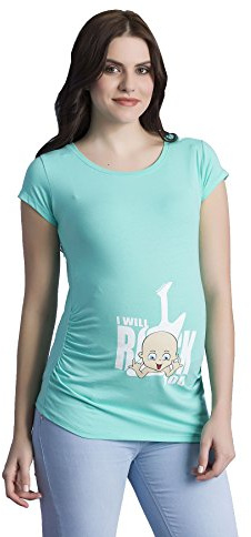 I Will Rock You – rolig söt omständighetsmode t-shirt med motiv graviditet, kort ärm (medium, mint)