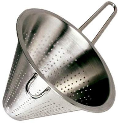 MGE - Chinese Colander - Perforated Stainless Steel Colander/Strainer - Silver - 22 cm