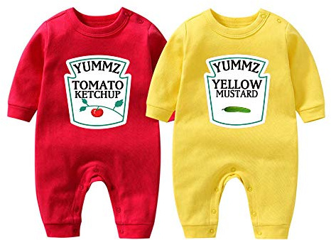 culbutomind 2 Tutine Per Neonati Gemelli Body Per Bambina Yummz Tomato Ketchup Bambino Neonato Divertenti Body Per Neonato Gemelli(tomato 9m)
