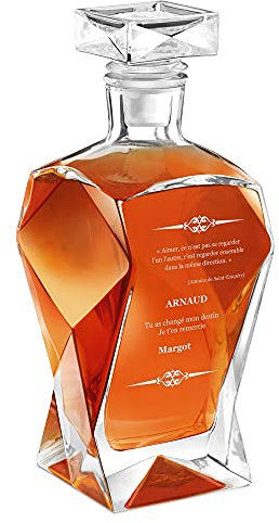 Maverton Décanteur à Whisky gravé, Carafe en verre, Cadeau pour chaque homme - avec personnalisation - Merci