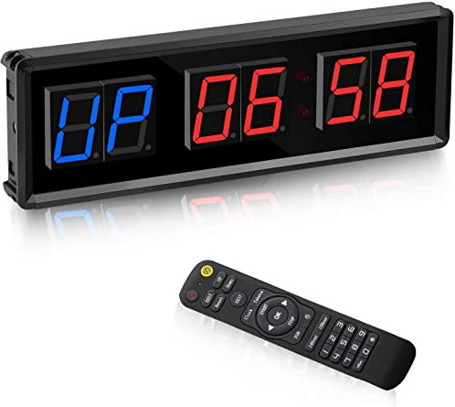Yoiimiya Temporizador de Gimnasio, Temporizador de Intervalo LED, Reloj de Pared con Cuenta Regresiva Digital, Reloj de 1,5 Pulgadas hacia Abajo/Arriba, CronóMetro para el Hogar
