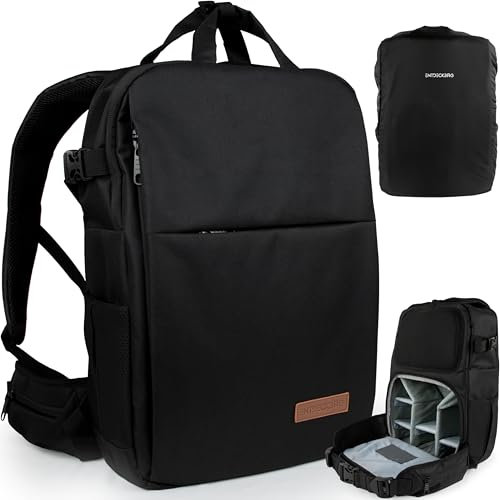ENTDECKBAG Kamerarucksack Diebstahlsicher [mit Hüftgurt] Stauraum 14” Laptopfach Fotorucksack für Spiegelreflexkamera Kamera Drohnen Rucksack Herren Damen (Schwarz)