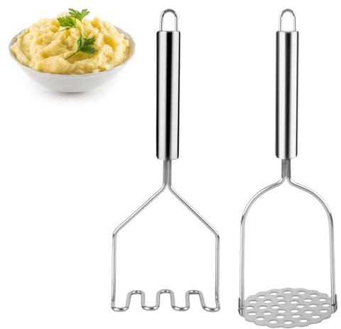 2 pezzi Schiacciapatate in acciaio inossidabile Passapatate Gadget da Cucina Manuale Pressa Pestelli per Patate per Verdure e Frutta