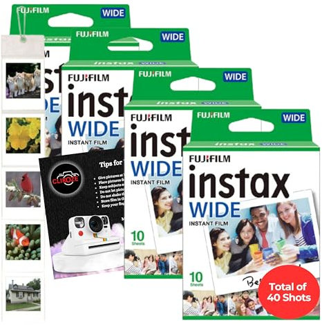 Clikoze Instant Camera Film Bundle with Fujifilm Wide Film x40 Shots, Wall Hanging Fujifilm Wide Photo Album and Instant Photography Tips Card