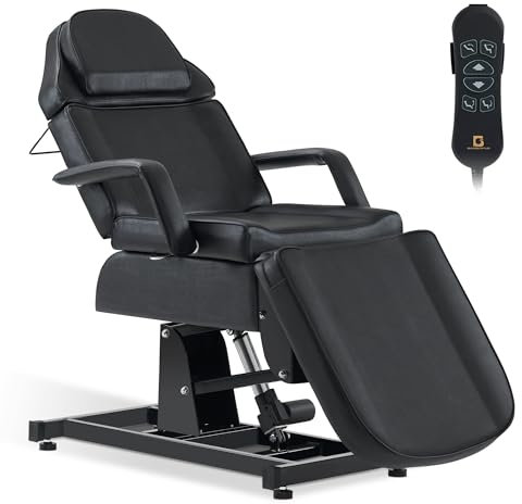 Barberpub Kosmetikliege Elektrisch, Massageliege Klappbar & Höhenverstellbar, Tattoo Liege mit 3 Motoren, Massagetisch für SPA Salon 0751 (Schwarz)