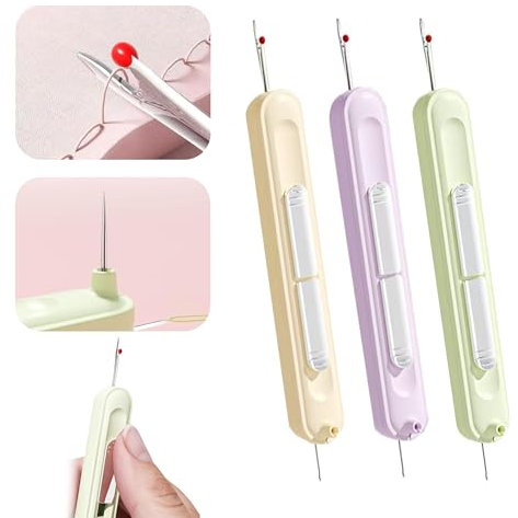 2025 Neuer 2 in 1 Nadeleinfädler und Nahttrenner, 3 Stück Steckbarer Nadeleinfädler for Hand Sewing, einfädelhilfe für nähnadeln,Einziehbaresabnehmbares Nadeleinfädelwerkzeug MyhN