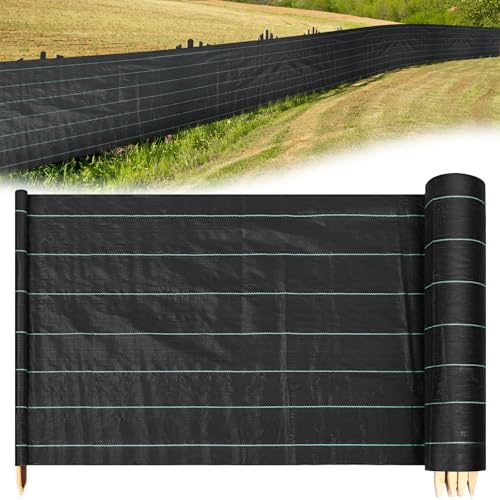 MorningRo 3ft x 100ft Silt Fence Black Silt Fence with 11 Wooden Stakes for Agricultural Fencing, Erosion Barrier, Durable PP Polypropylene Fabric