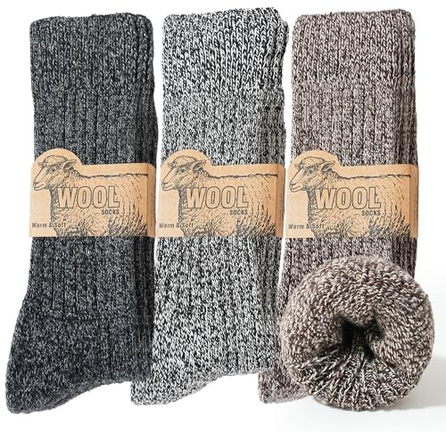 Jeasona 3 Pairs Thermal Socks for Men Warm Wool Socks Men 9-11 for Winter Boot Thick Seamless for Hiking Walking Work