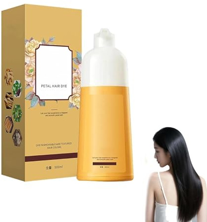 Shampooing colorant capillaire japonais Petal Rose,shampooing colorant capillaire naturel et durable pour hommes et femmes (Black)