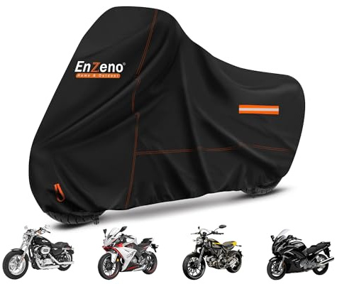 Enzeno Telo di copertura per moto da esterni, impermeabile, 210D, resistente all'inverno, per motociclette, scooter, motorini (275 x 105 x 125 cm)