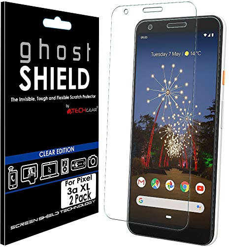 TECHGEAR [Pack of 2] Screen Protectors fits Google Pixel 3a XL [ghostSHIELD Edition] Reinforced TPU film Screen Protector Guard Covers [FULL Screen Coverage] Curved Screen Area