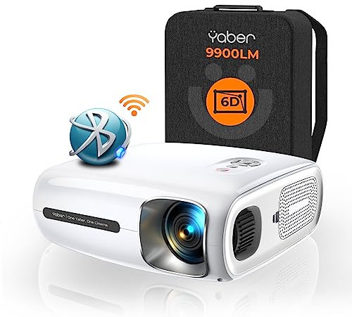 YABER V7 Nativa 1080p Proiettore, Proiettore Autofocus/Keystone 6D,1080P Full HD Videoproiettore WiFi Bluetooth,50% Zoom Home Cinema/TV Stick/PS5/HDMI/iOS
