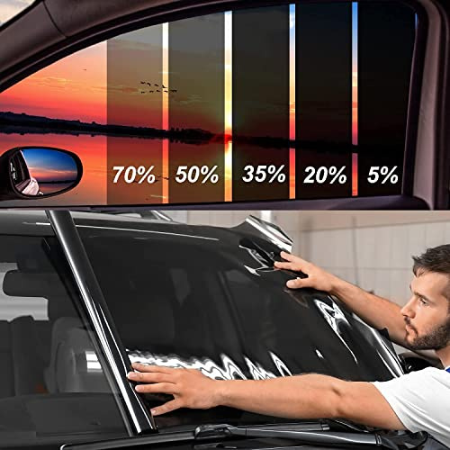 TOYOCO Lámina Tintada para Ventanas de Coche, lámina de privacidad para Coche, Sombra de Coche, Bloque de Calor y UV y Resistente a los arañazos, oscurecimiento del Parabrisas del Coche