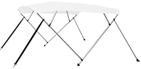 RONGQI 4-Bow Bimini Top, Bimini Top Backen, Top Bootsverdeck, Boot Sonnenschutz, Sonnenverdeck Boot, Sonnensegel Boot, Weiß 243x180x137 cm