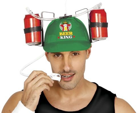 FIESTAS GUIRCA | Casco Bevanda Beer King (Taglia Unica) - Accessorio da Festa per Addii al Celibato e Celebrazioni con Birra - Ideale per Adulti Unisex in Feste di Bevande - Verde