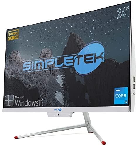 SIMPLETEK - All in One dator 24 Böjd FHD Core i5 upp 3,2 GHz Windows 11 Pro | 16GB SSD RAM M.2 120GB + 2TB | Curved Desktop PC