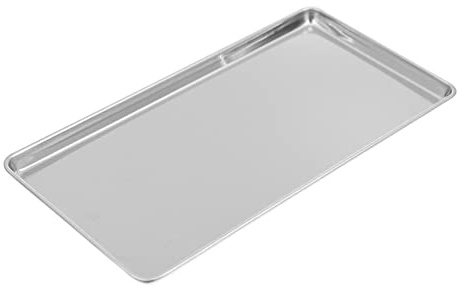 Housoutil Serveringsbrickor i rostfritt stål rektangulär matbricka burgare serveringsbrickor, metallugn, bakplåtar, buffé, middagstallrik, rökande maträtt