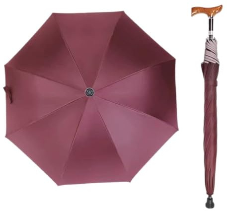 AVIITI Height Easy Adjustable Walking Stick Umbrella Safe Dedicated Multifunction Cane Parasols Lightweight Men Women Crutch Umbrella,Red,76~80cm/30~31inch