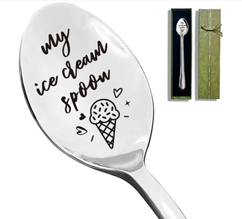 Remifala Funny Stainless Steel Ice Cream Spoon, Coffee Dessert Spoons for Ice Cream Lovers, Spoon for Women Men Friends, Birthday Thanksgiving Graduation Housewarming Gift