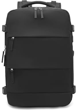 KONO Reiserucksack Handgepäck 42x30x20 Laptop Rucksack 25L Outdoor Reisetasche Flugzeug Backpack Tagesrucksäcke mit Schuhfach für Reisen Sport Weekender (Schwarz)
