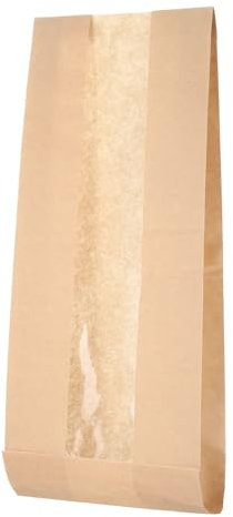 QUARKZMAN 50 Bolsas de Papel para Pan con Ventana para Pan Casero, Bolsas de Almacenamiento Largas para Pan Francés para Panadería Horneado de Alimentos (4.3 x 1.5 x 23.6) Marrón
