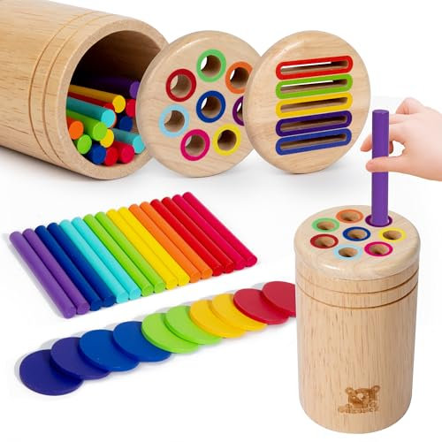 oazoxcx Wooden Learning Color Sorting Toys for Toddlers Sensory Sorting Coin Box Toys for Toddlers 1-3 Fine Motor Skills and Matching Games for Toddler Learning Toys