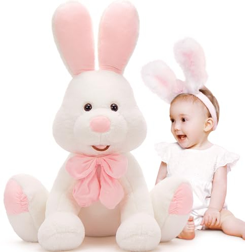 MorisMos Large Bunny Stuffed Animal 31.5'' Giant Stuffed Rabbit Toy for Kid Girl Boy,USA-Designed White Big Rabbit Plush, Jumbo Bunny Gifts for Easter