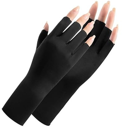 Utaly Mitaines anti-soleil antidérapantes avec protection UV pour la conduite, l'équitation, l'extérieur, pour femmes et filles (noir, mitaines)
