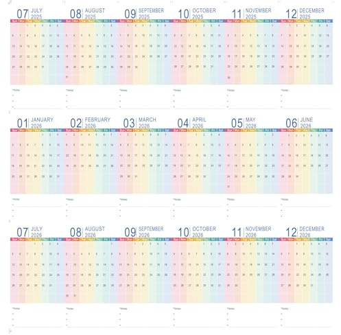ZEEYUAN Feuilles complémentaires pour calendrier 7.2025 à 12.2026 - Pages de calendrier de table