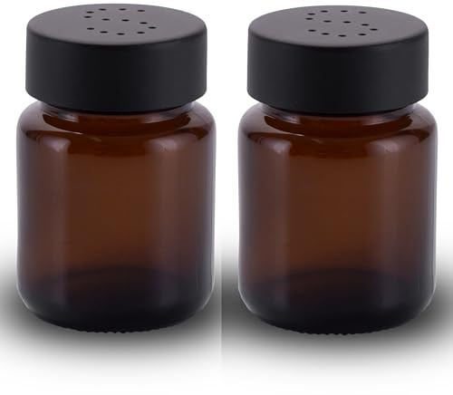 Koffs design saltströare och pepparströare, set av brunt glas – Saltshaker med lock i rostfritt stål – spridare för peppar och salt – bordsströare liten och modern – salt – 2 stycken