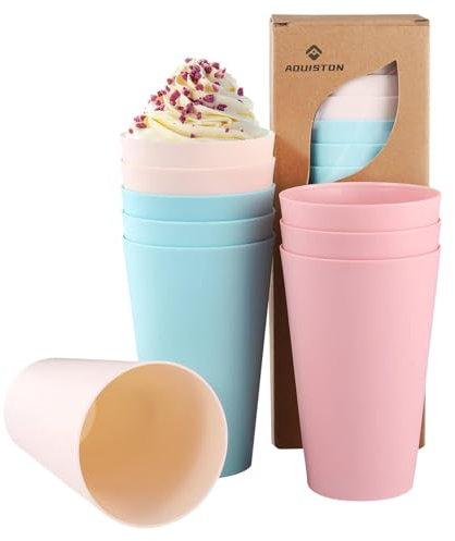 Bailonda Gobelet plastique,Tasse de incassable en polypropylène sain pour adultes et enfants, plastique reutilisable 9 x 430 ml, multifonction, passe au micro-ondes et au lave-vaisselle